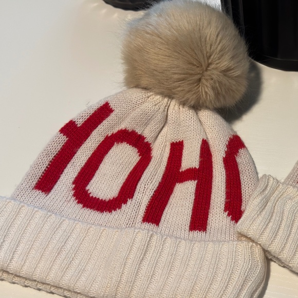 Mark and Graham "HO HO HO" Matching Beanie Ski Hats Holiday Pom Pom Beanie - Picture 7 of 9